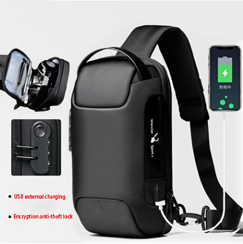 Waterproof Anti-Theft Crossbody Sling Bag – USB Charging Travel Chest Pack for Men