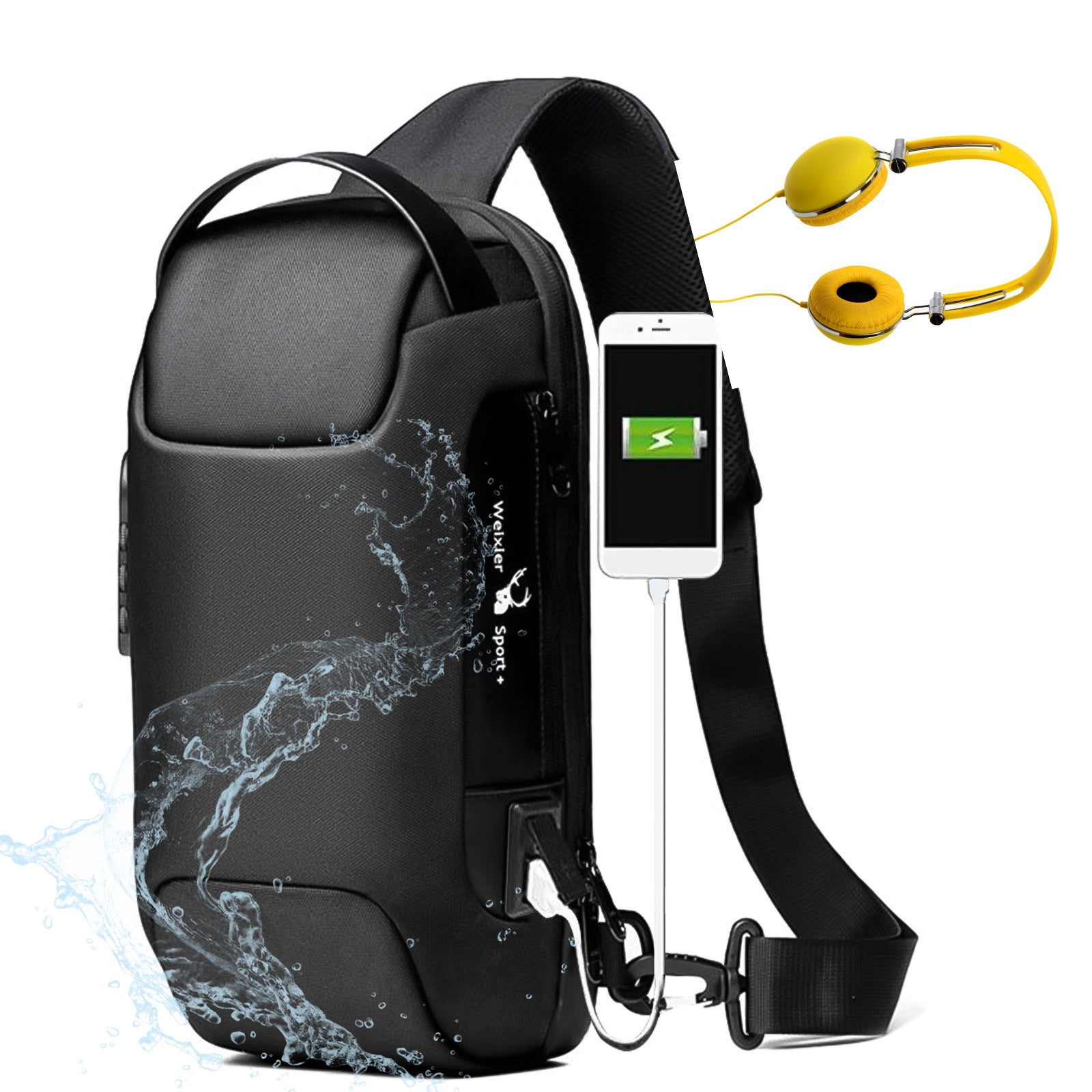 Waterproof Anti-Theft Crossbody Sling Bag – USB Charging Travel Chest Pack for Men