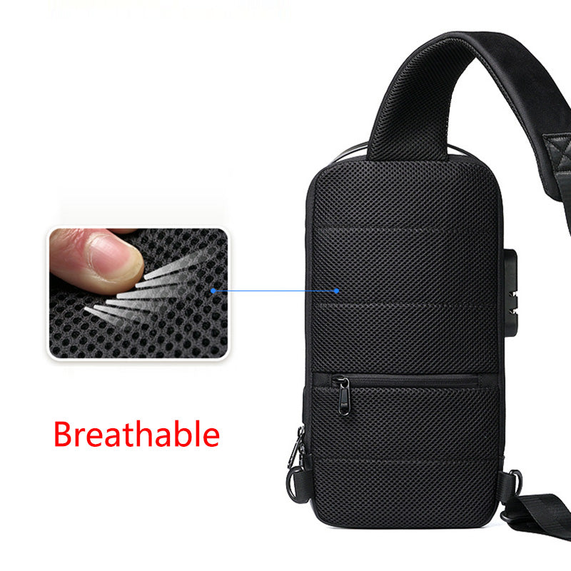 Waterproof Anti-Theft Crossbody Sling Bag – USB Charging Travel Chest Pack for Men